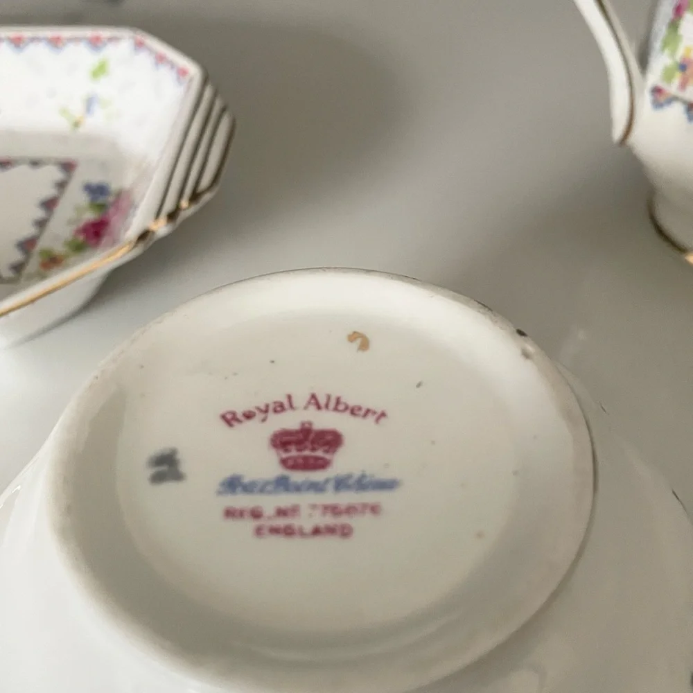 Sugar, Creamer & Tray SET - Petit Point by Royal Albert